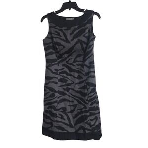 Merona Collection Womens Zebra Print Sheath Dress Grey‎ Black Sleeveless Size 6